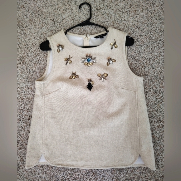 Tops - Banana Republic Embellished Cream Sleeveless Top S